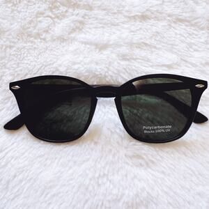 Milo Black W/ Green Lenses Oversized Oval Horn Rims Sunglasses